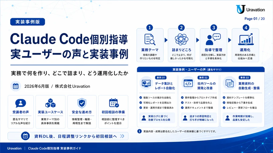 Claude Code個別指導 実装事例ガイド 表紙
