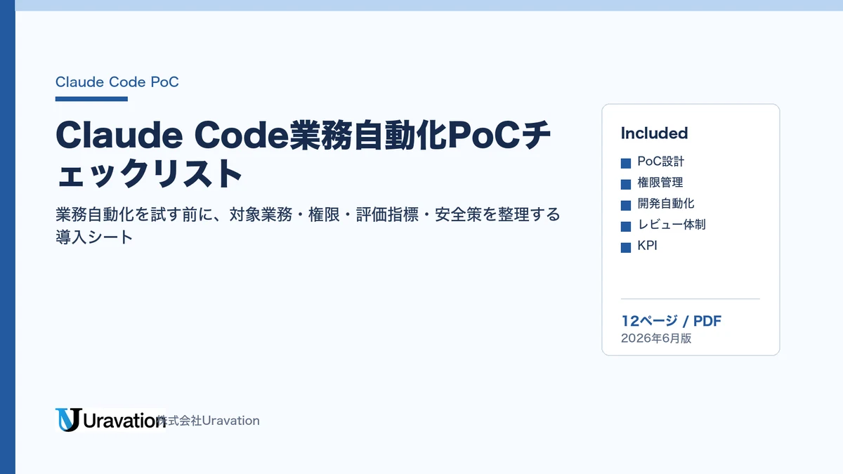 Claude Code業務自動化PoCチェックリスト 表紙