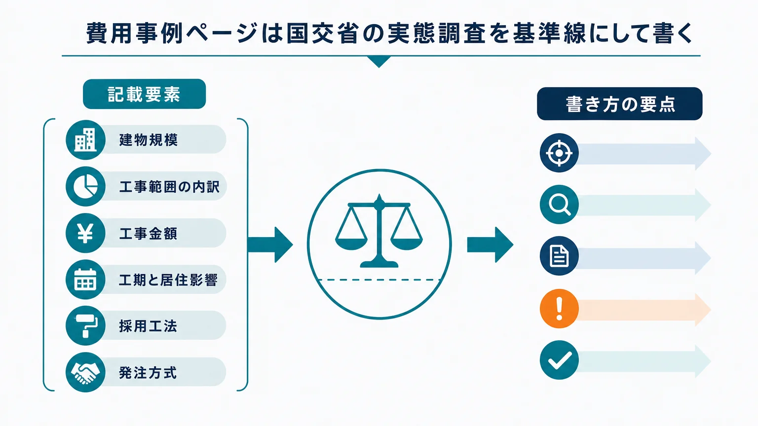 費用事例ページは国交省の実態調査を基準線にして書く