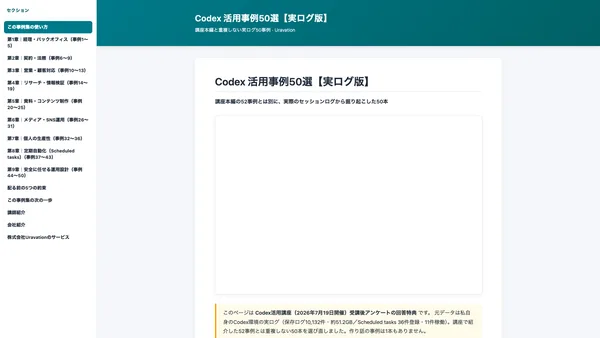 Codex 活用事例50選【実ログ版】の表紙