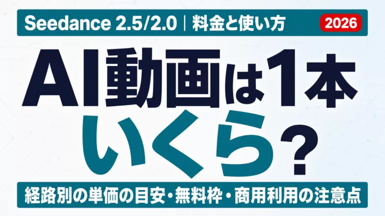 Seedance 2.5/2.0の料金と使い方｜単価の目安【2026年9月最新】