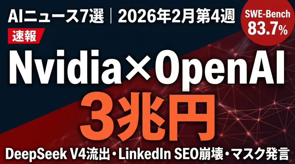 【2026年2月第4週】AIニュース7選｜3兆円出資ほか