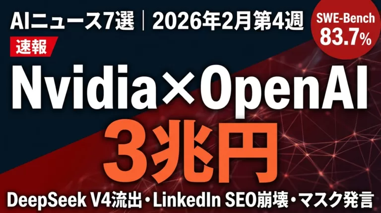 【2026年2月第4週】AIニュース7選｜3兆円出資ほか