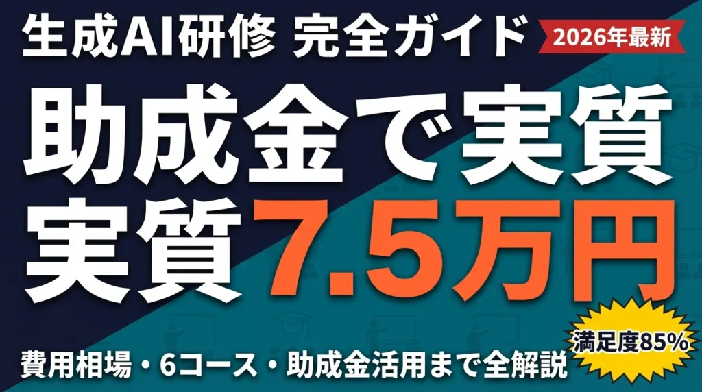 生成AI研修の選び方｜費用相場・助成金・効果測定まで完全解説【2026年最新】
