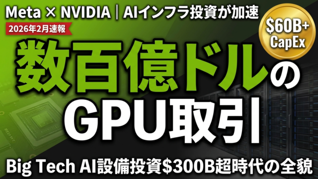 【速報】Meta×NVIDIA数百億ドルGPU取引の全貌と影響