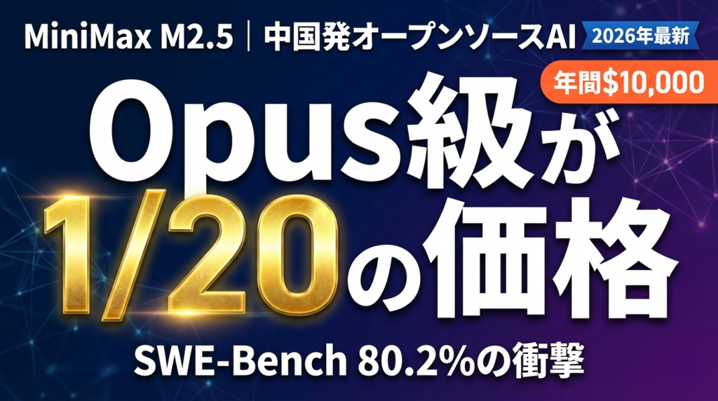 【2026年最新】MiniMax M2.5完全ガイド｜Claude Opus級の性能が「1/20の価格」で使える衝撃 | 株式会社Uravation
