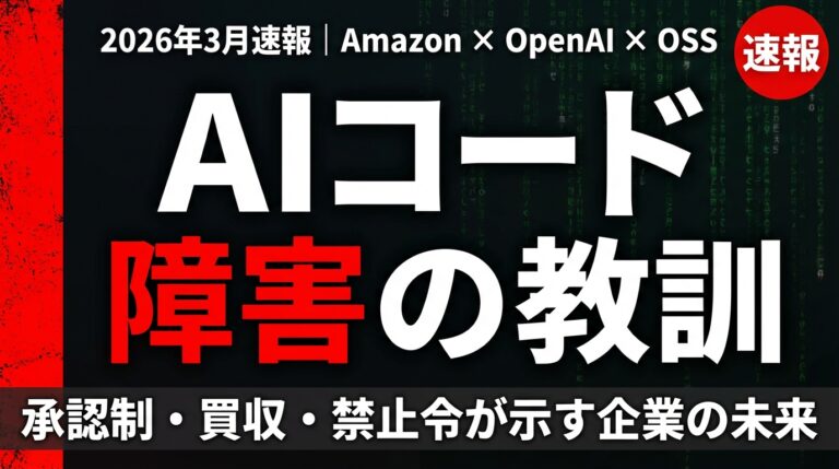 【2026年3月速報】AIコード障害の教訓｜Amazon承認制・OpenAI買収・OSS禁止令の全貌
