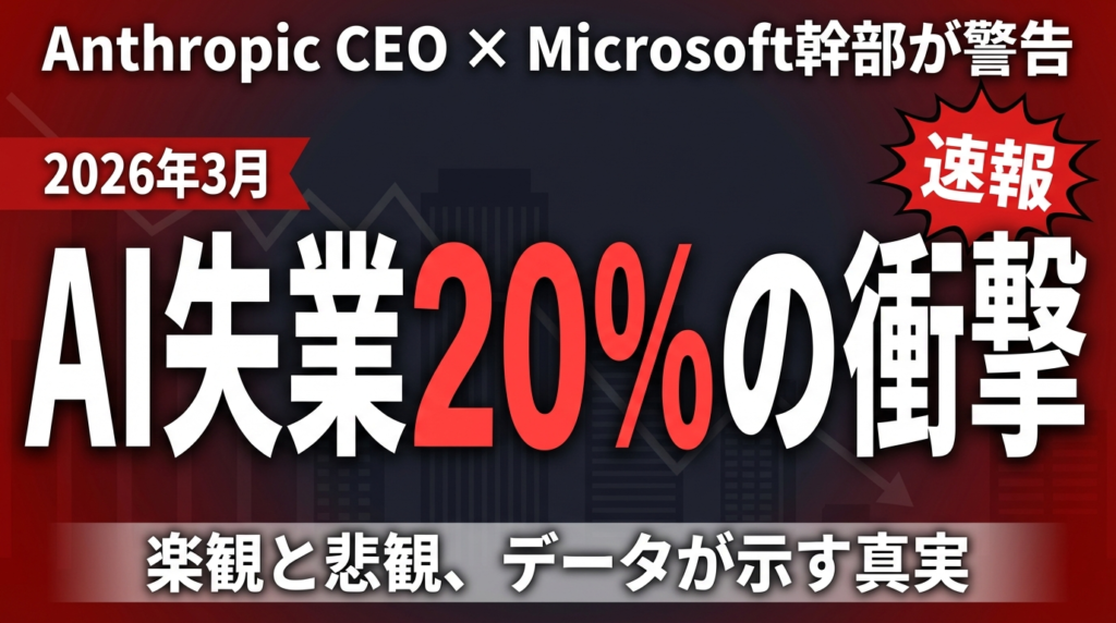 【2026年3月速報】AI失業論の最新動向|Anthropic CEO・Microsoft幹部の発言から読み解く雇用の未来