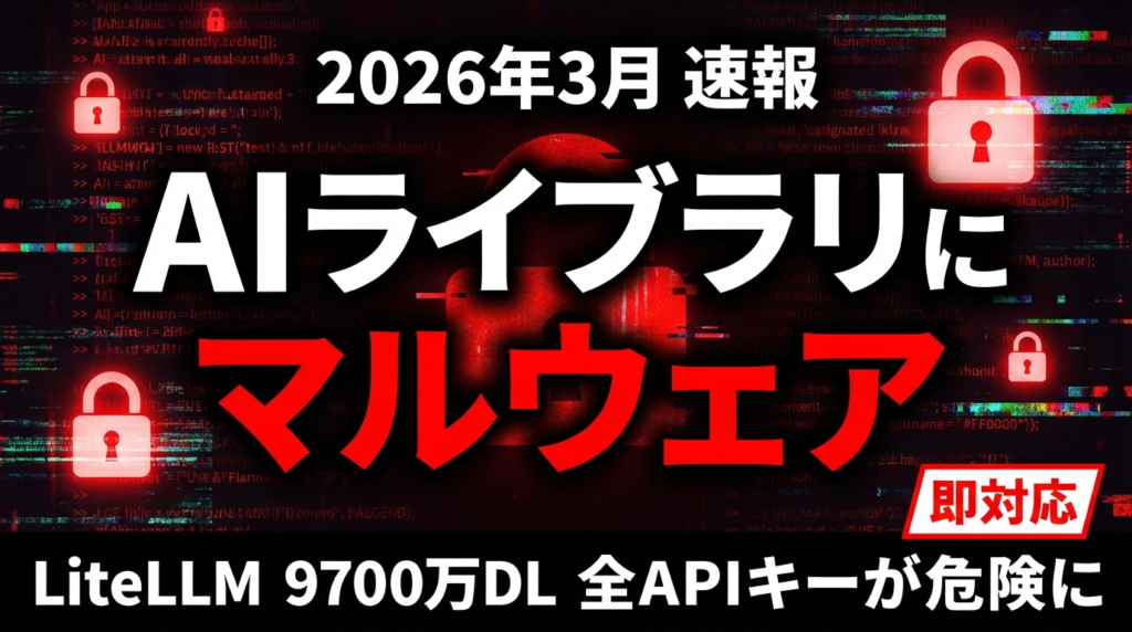 【速報】LiteLLMサプライチェーン攻撃｜9700万DLのAIライブラリにマルウェア、対応チェックリスト