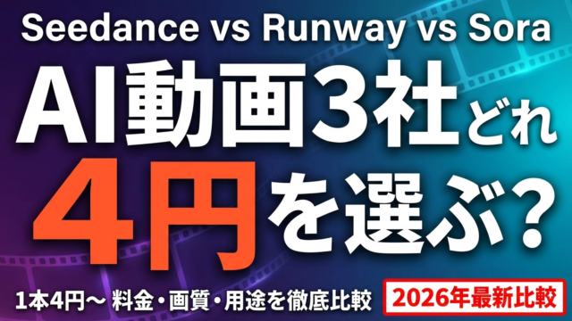 Seedance vs Runway vs Sora｜AI動画生成3社を徹底比較【2026年】