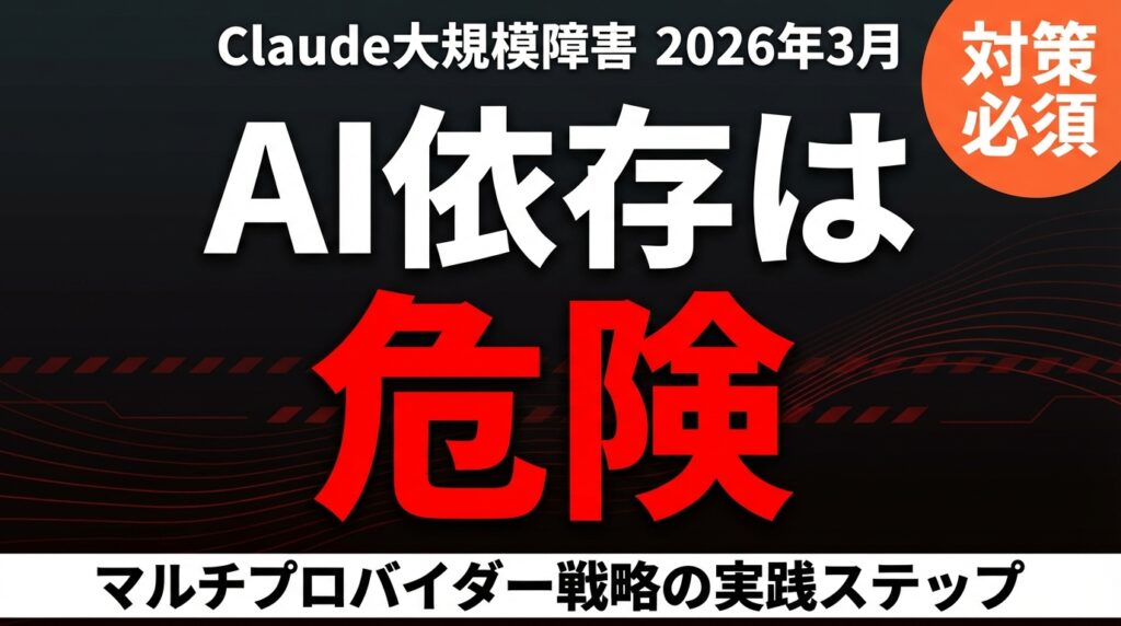 【2026年3月】Claude大規模障害に学ぶAI単一依存リスク