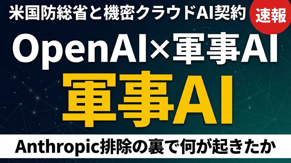 【速報】OpenAIが米国防総省とAI契約｜機密運用の全貌