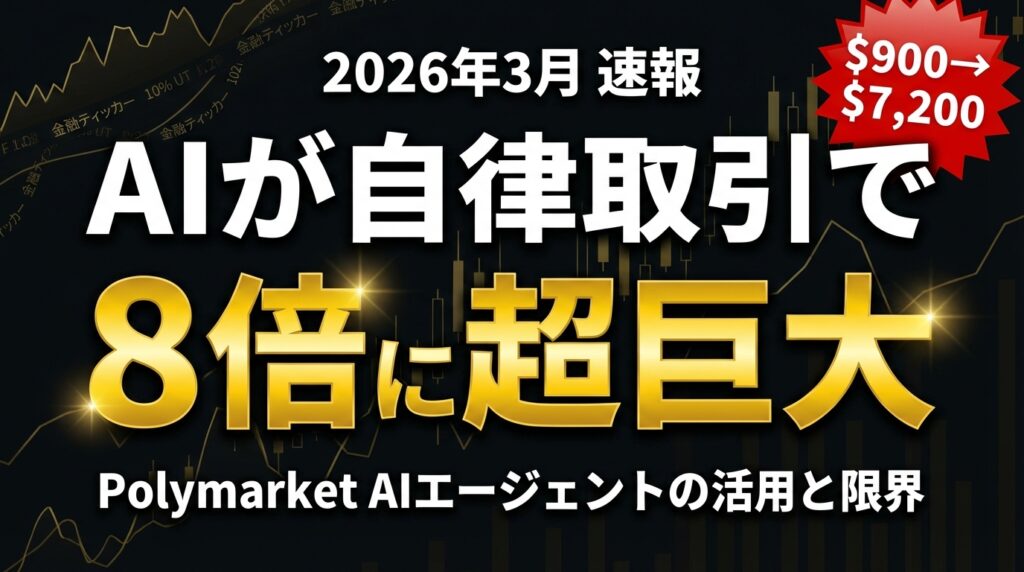【2026年3月速報】AIエージェント自律取引で8倍リターン｜Polymarket事例から学ぶ活用と限界