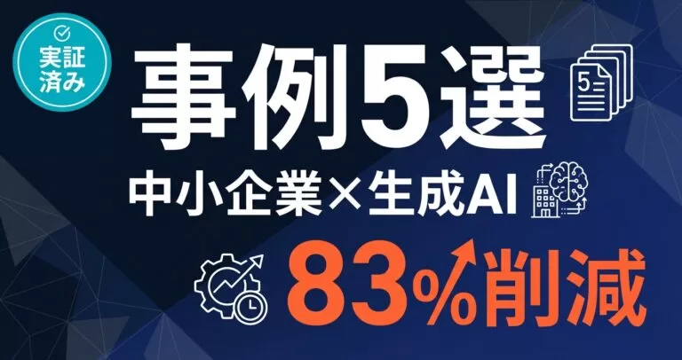 中小企業の生成AI導入成功事例5選｜月20時間削減の業種別実例【2026年版】
