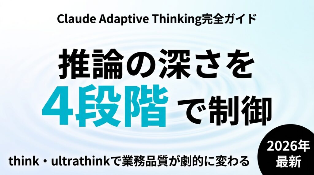 【2026年最新】Claude Adaptive Thinking完全ガイド｜4段階推論でビジネス品質を劇的に上げる方法