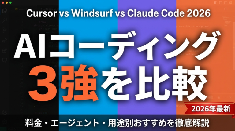 【2026年最新】Cursor vs Windsurf vs Claude Code｜AIコーディング3強比較