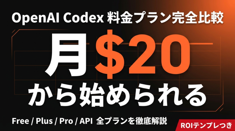 OpenAI Codex料金プラン比較｜無料・Plus・Pro