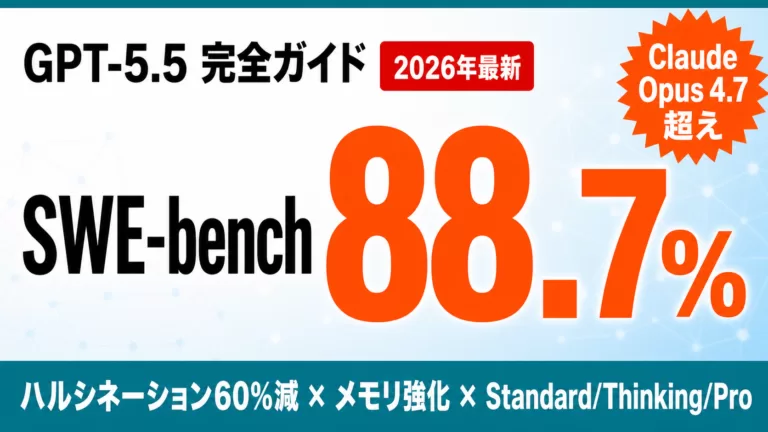 GPT-5.5 完全ガイド|SWE 88.7%・幻覚60%減