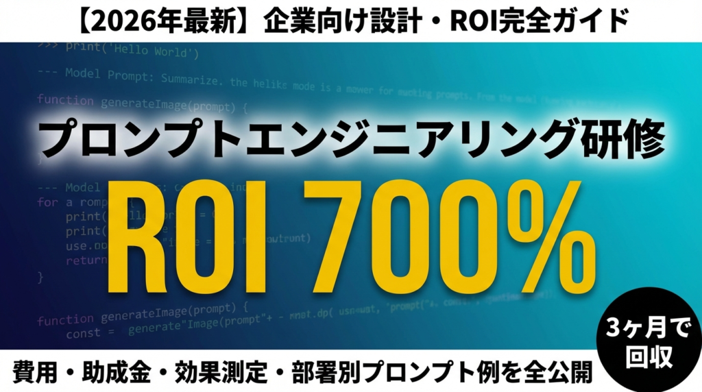プロンプトエンジニアリング研修｜ROI 700%の設計法