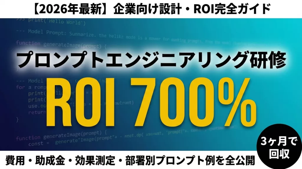 【2026年最新】プロンプトエンジニアリング研修｜4段階設計と費用相場