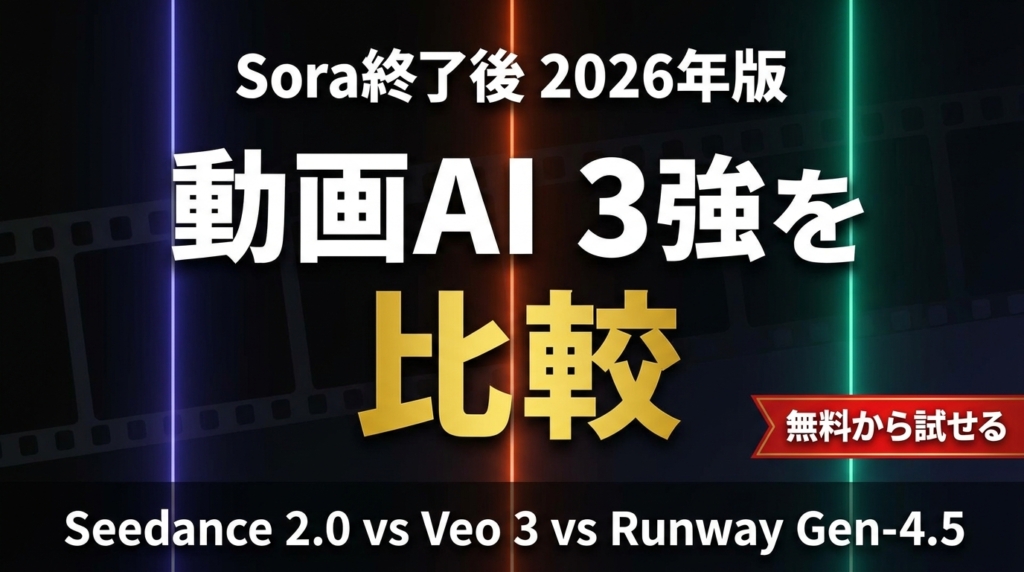 【2026年】Seedance/Veo/Runway比較｜Sora後の動画AI