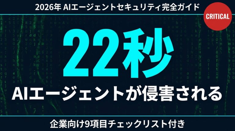 【2026年最新】AIエージェントのサイバーセキュリティリスク完全解説｜プロンプトインジェクション・22秒ブリーチと企業対策9項目