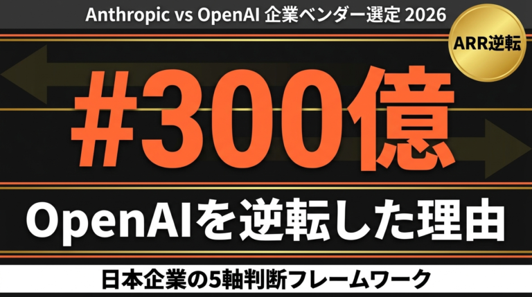 【2026年最新】Anthropic ARR $300億でOpenAI逆転｜日本企業のAIベンダー選定5軸フレーム完全解説