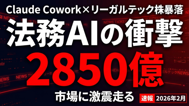 Claude Cowork法務AIの衝撃｜リーガルテック株2850億ドル下落と日本の法務部門への影響