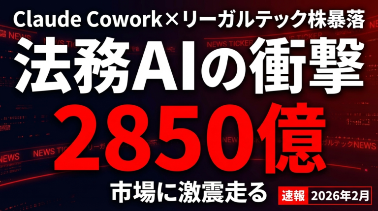 Claude Cowork法務AIの衝撃｜リーガルテック株2850億ドル下落と日本の法務部門への影響