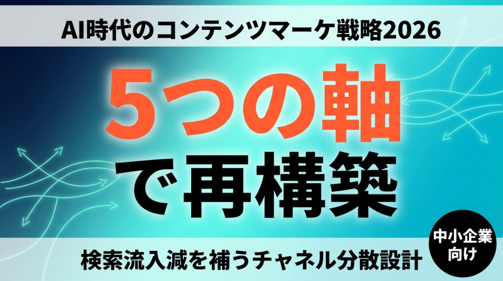 AI時代のコンテンツマーケティング戦略2026｜トラフィック減を補う5つの軸