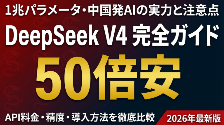 【2026年最新】DeepSeek V4完全ガイド｜1兆パラメータの実力・料金・企業利用の注意点