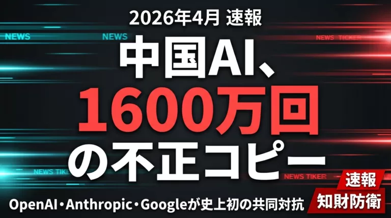 【2026年4月速報】中国AI不正コピー1600万回｜業界初共同対抗