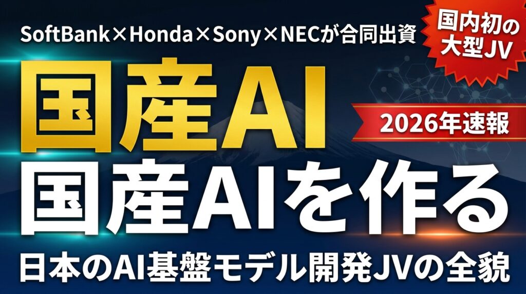 【2026年速報】日本AI基盤モデル開発JV完全解説｜SoftBank・Honda・Sony・NECが合同出資した国産AI戦略の全貌