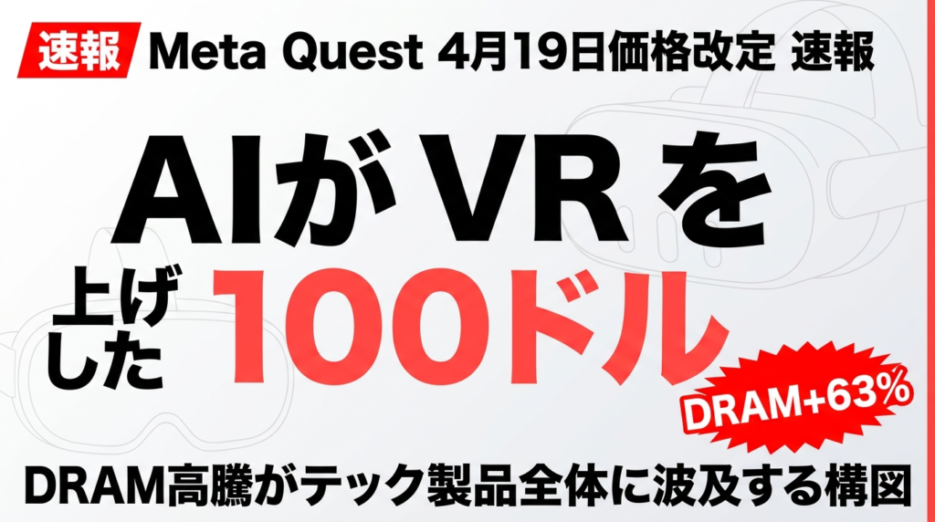 【2026年4月速報】Meta Quest VR値上げ｜AIデータセンター需要がVR市場を直撃した理由