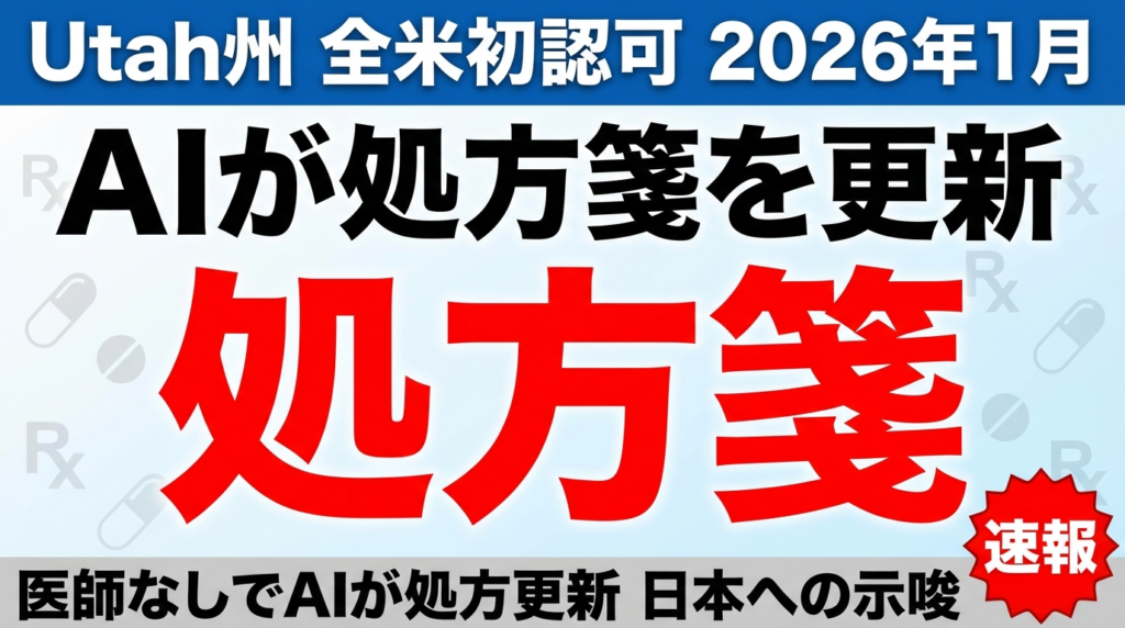 Utah州AI処方箋認可｜医療AI規制の転換点