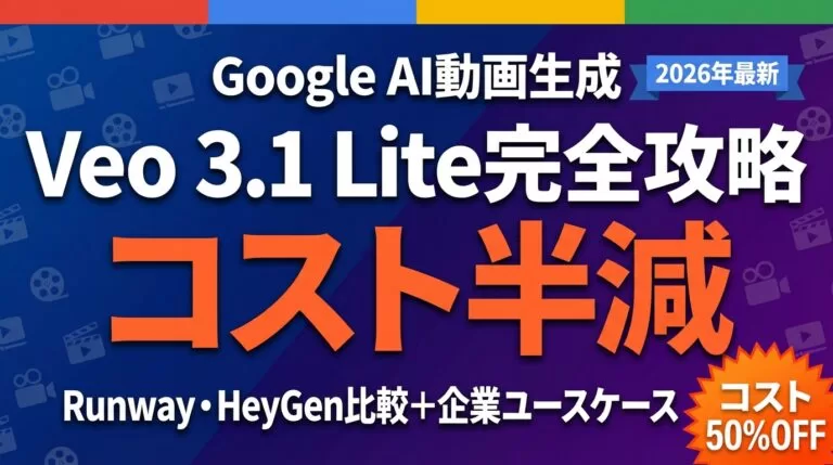 Veo 3.1 Lite完全ガイド|料金・使い方・動画プロンプト集【2026】