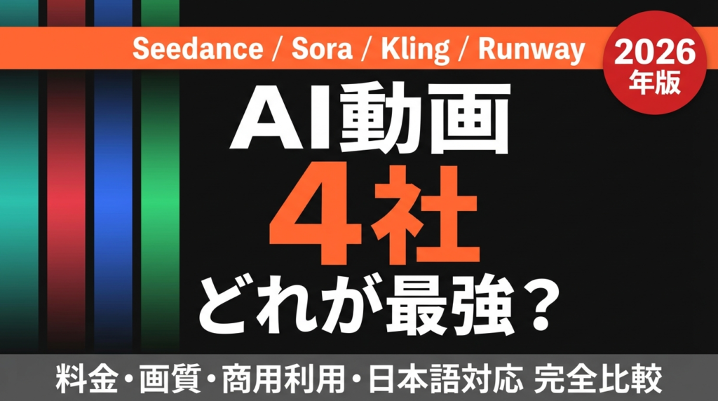 【2026年版】AI動画4社完全比較｜Seedance vs Sora vs Kling vs Runway どれを選ぶべきか
