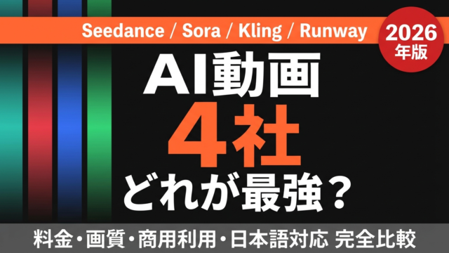 【2026年版】AI動画4社完全比較｜Seedance vs Sora vs Kling vs Runway どれを選ぶべきか