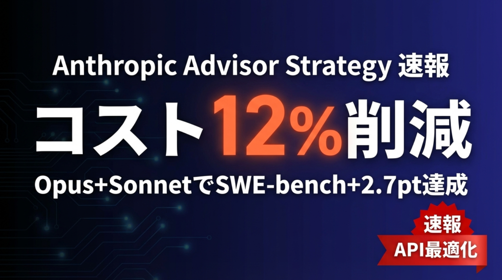 Advisor Strategy｜Opus+Sonnetでコスト12%削減