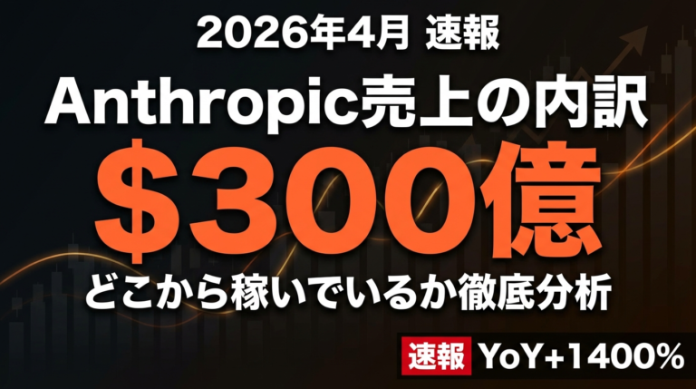 【2026年4月速報】Anthropic売上$300億の内訳｜どこから稼いでいるか徹底分析