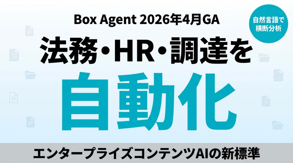 【2026年最新】Box Agent完全ガイド｜法務・HR・調達を自然言語で横断分析する企業AI