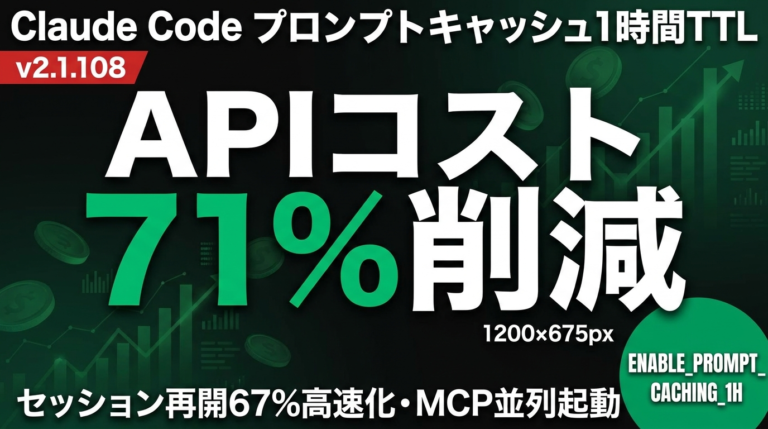 【2026年最新】Claude Code 1時間キャッシュ最適化ガイド
