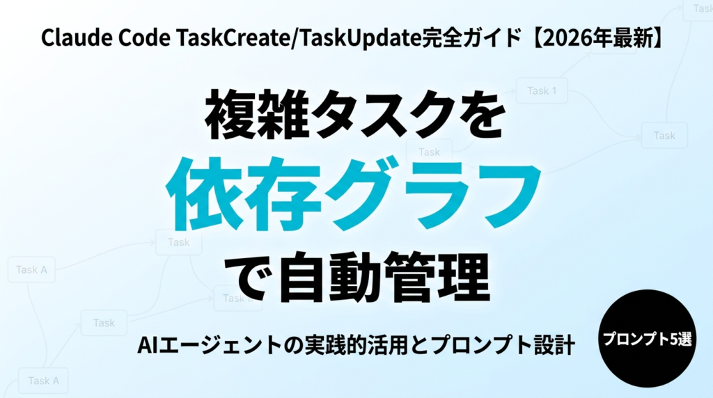 【2026年最新】Claude Code TaskCreate/TaskUpdate進捗管理完全ガイド