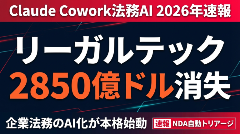 【2026年2月速報】Claude Cowork法務AIがリーガルテック株2850億ドルを吹き飛ばした｜NDA自動化と企業法務戦略