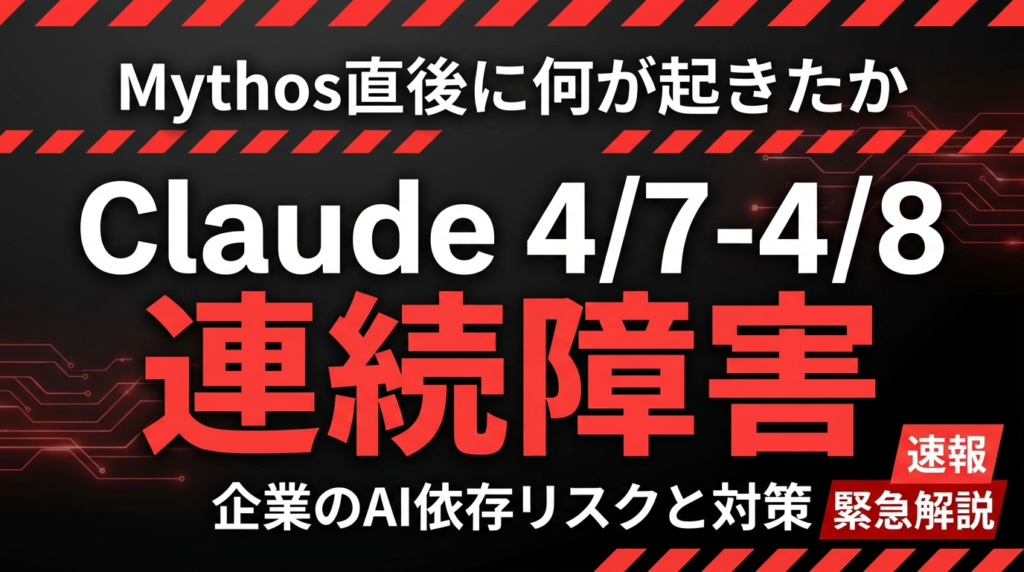 【速報】Claude連続障害4/7-8｜Mythos直後に何が起きたか