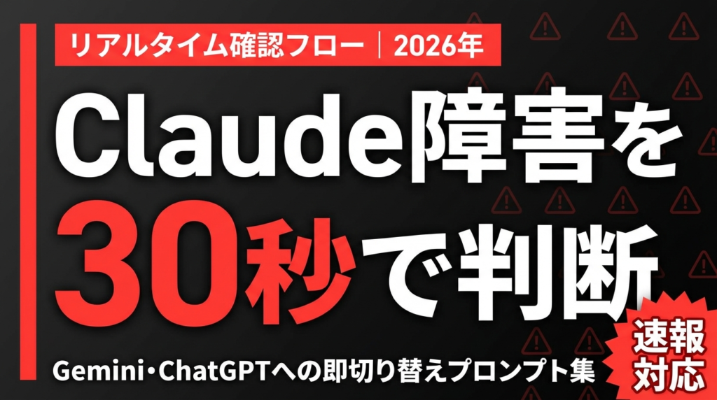 Claude障害 確認フロー30秒｜Claude Code障害対策と代替AI切替【2026年4月】