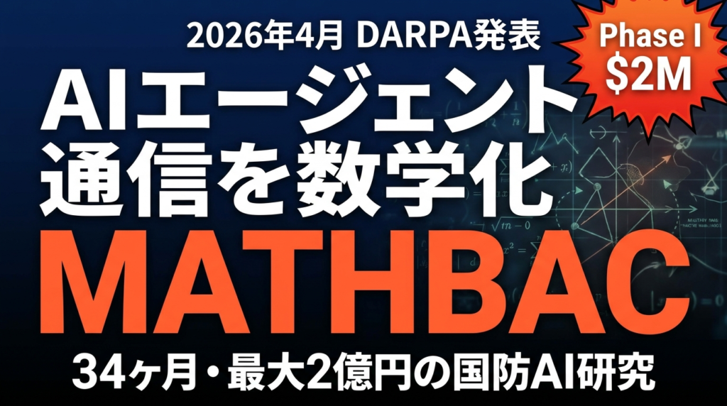 【2026年4月速報】DARPA MATHBAC｜AIエージェント通信の数学基盤