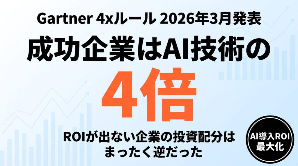 【2026年最新】GartnerのAI「4xルール」とは何か｜成功企業はAI技術の4倍をデータ基盤・変革に投資する