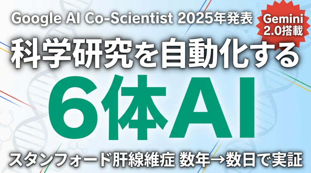 【2026年最新】Google Co-Scientist｜6体AIで科学加速