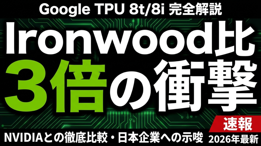 【速報】Google TPU 8t/8i完全解説｜Ironwood比3倍